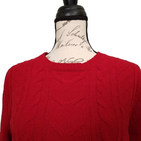 J Jill | Chenille Cable Knit Sweater Red Tall | Size M Tall - Picture 2 of 7